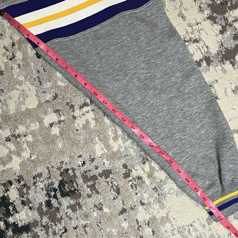 Vintage NFL Minnesota Vikings V Neck Sweatshirt Mens 2XL Gray Striped Sleeves - Picture 12 of 12